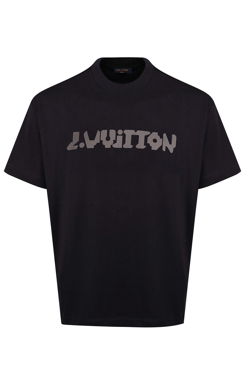 LOUIS VUITTON 2054 signature Plain Short sleeve T-shirt cotton Black