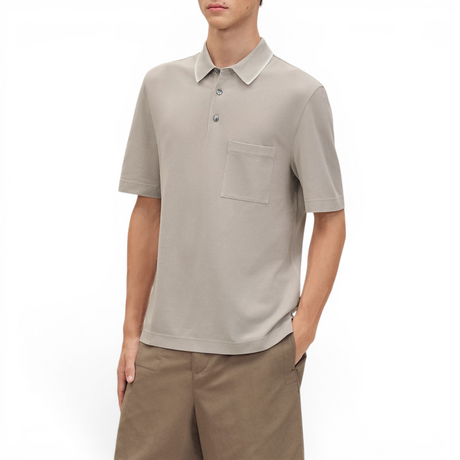 HERMES PIQURES SELLIER MEN GREY POLO SHIRT