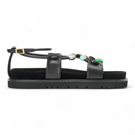 LOEWE PEBBLE BEADS FUSSBETT IN NAPPA LAMBSKIN WOMEN BLACK SANDAL