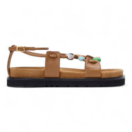 LOEWE PEBBLE BEADS FUSSBETT IN NAPPA LAMBSKIN WOMEN BROWN SANDAL