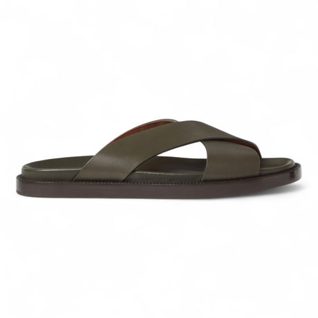 LORO PIANA CALFSKIN RIVIERA WALK MEN KHAKI SLIDE