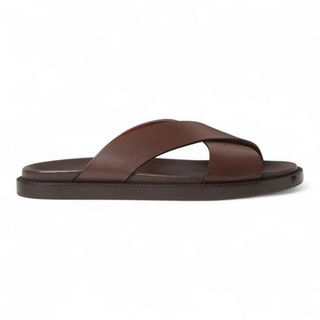 LORO PIANA CALFSKIN RIVIERA WALK MEN BROWN SLIDE