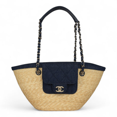 CHANEL SMALL COCO BEACH SHOPPING WOMEN BEIGE TOTE BAG