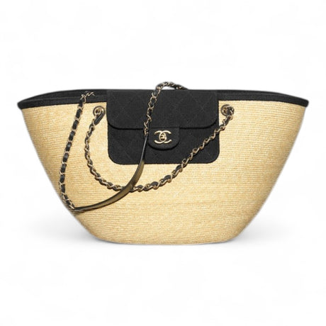 CHANEL LARGE COCO BEACH SHOPPING WOMEN BEIGE TOTE BAG
