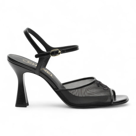 CHANEL MESH & LAMBSKIN WOMEN BLACK HEEL