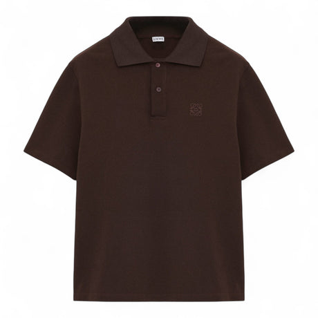 LOEWE COTTON-BLEND ANAGRAM MEN BROWN POLO SHIRT