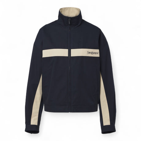 SAINT LAURENT LOGO COTTON TRACK WOMEN BLUE JACKET