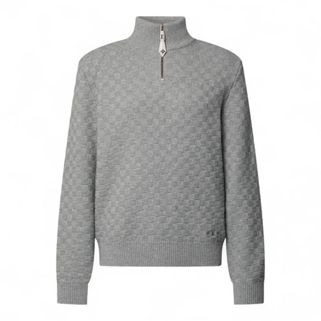 LOUIS VUITTON WOOL-CASHMERE HALF-ZIP MEN GREY PULLOVER