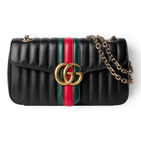 GUCCI JETSET GG MARMONT MEDIUM SHOULDER WOMEN BLACK BAG