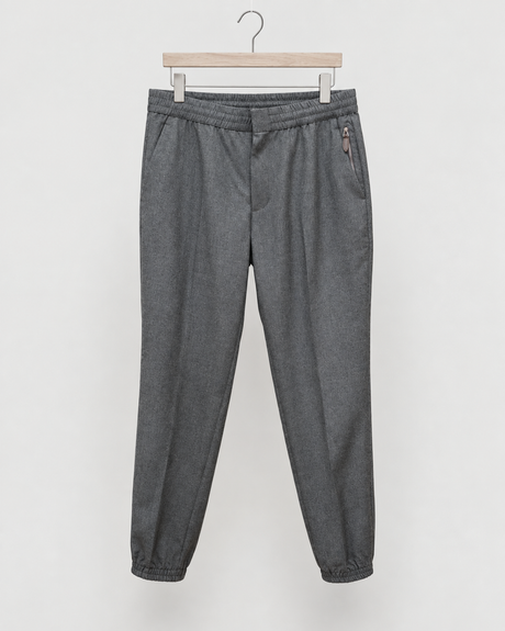 BERLUTI ZIPPER-CUFF CASUAL TROUSERS MEN LIGHT HEATHER GREY