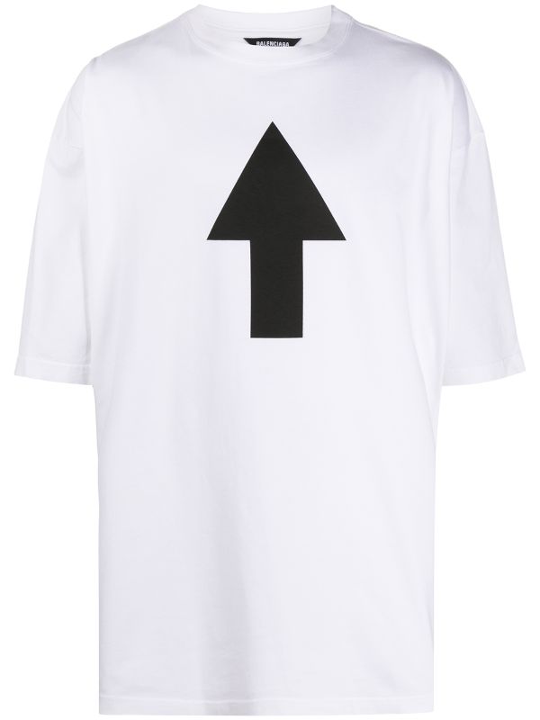 BALENCIAGA ARROW PRINT OVERSIZE WHITE T-SHIRT (6307199615127)