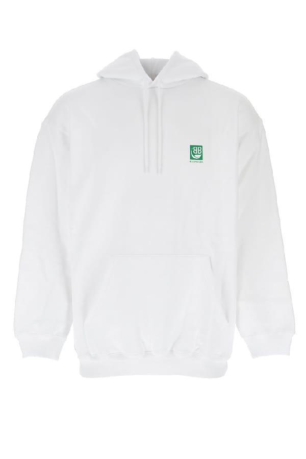 BALENCIAGA GREEN LOGO WHITE HOODIE (6307282616471)