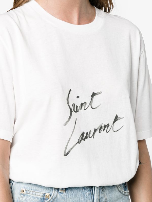 SAINT LAURENT SIGNATURE WHITE T-SHIRT (6539439833239)