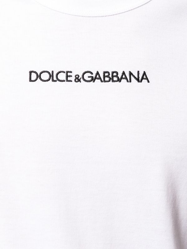 DOLCE & GABBANA EMBROIDERED LOGO WHITE T-SHIRT (6539184406679)