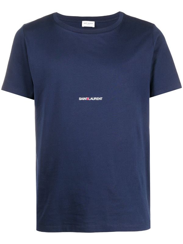 SAINT LAURENT LOGO DARK BLUE T-SHIRT (6421984411799)