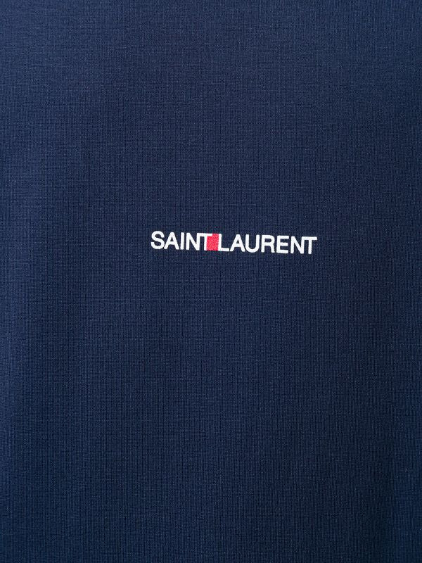 SAINT LAURENT LOGO DARK BLUE T-SHIRT (6421984411799)