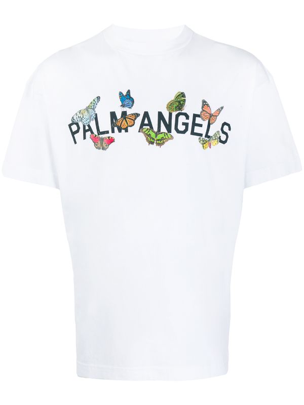 PALM ANGELS BUTTERFLY COLLEGE WHITE T-SHIRT (6421954396311)