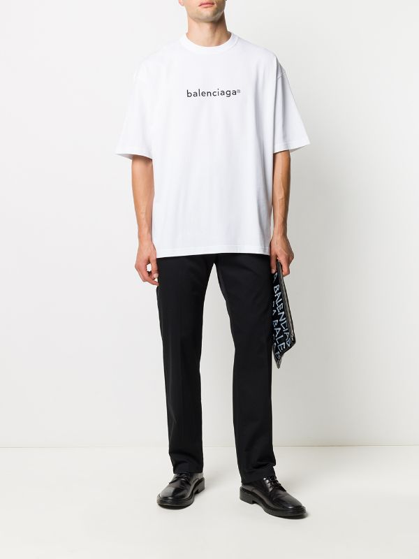 Balenciaga Copyright Logo Mediumfit Tshirt In White  ModeSens