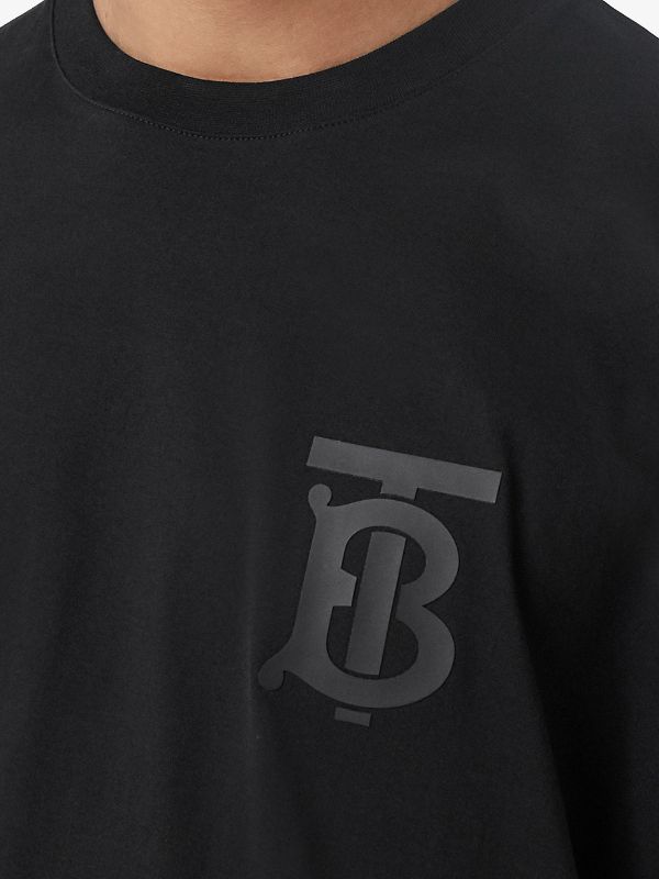 BURBERRY TB DARK LOGO BLACK T-SHIRT (6539483185303)