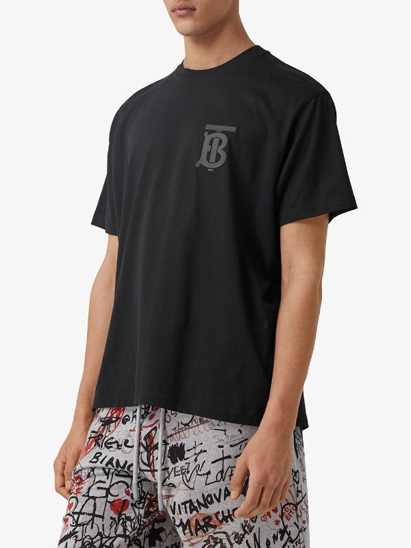 BURBERRY TB DARK LOGO BLACK T-SHIRT (6539483185303)