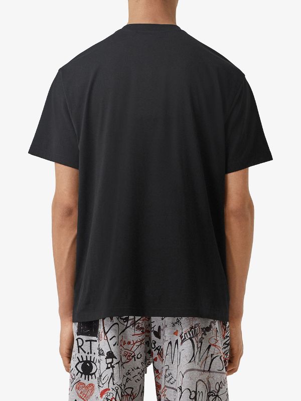 BURBERRY TB DARK LOGO BLACK T-SHIRT (6539483185303)