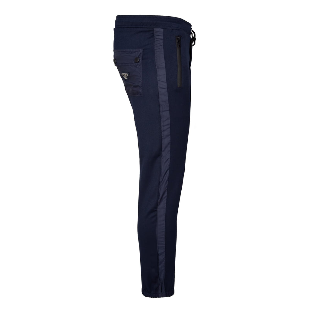 PRADA METAL PATCH LOGO DARK BLUE TRACK PANTS (6383301427351)