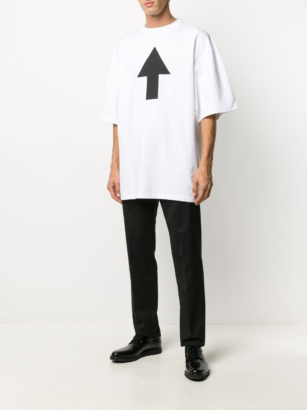 BALENCIAGA ARROW PRINT OVERSIZE WHITE T-SHIRT (6307199615127)