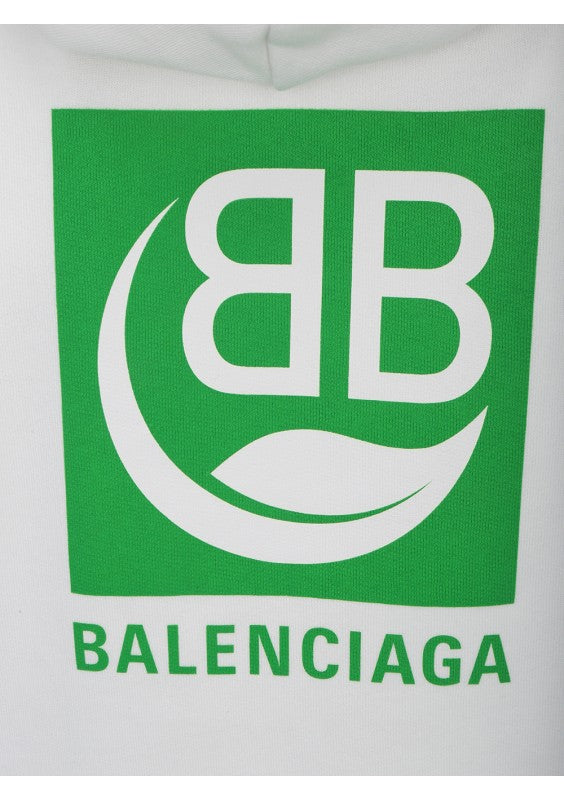 BALENCIAGA GREEN LOGO WHITE HOODIE (6307282616471)