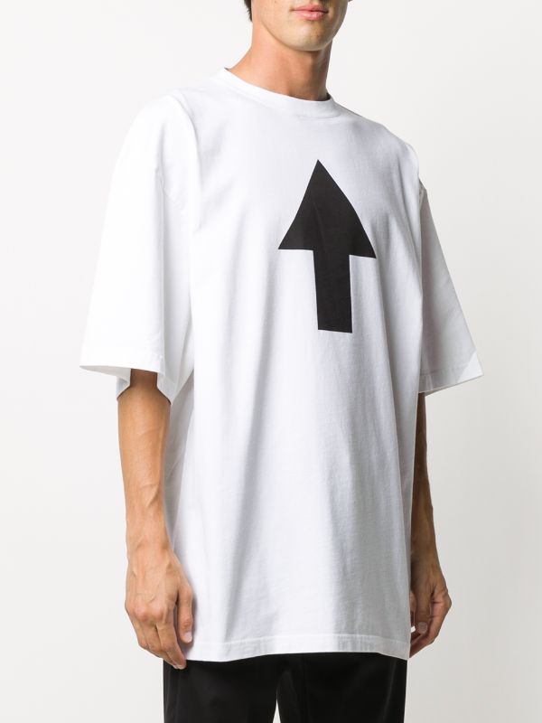 BALENCIAGA ARROW PRINT OVERSIZE WHITE T-SHIRT (6307199615127)