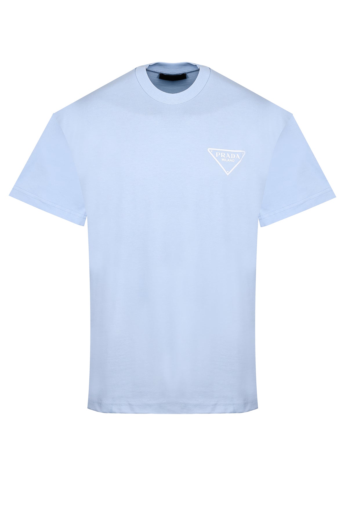 PRADA TRIANGLE LIGHT BLUE LOGO T-SHIRT – e-Outlet