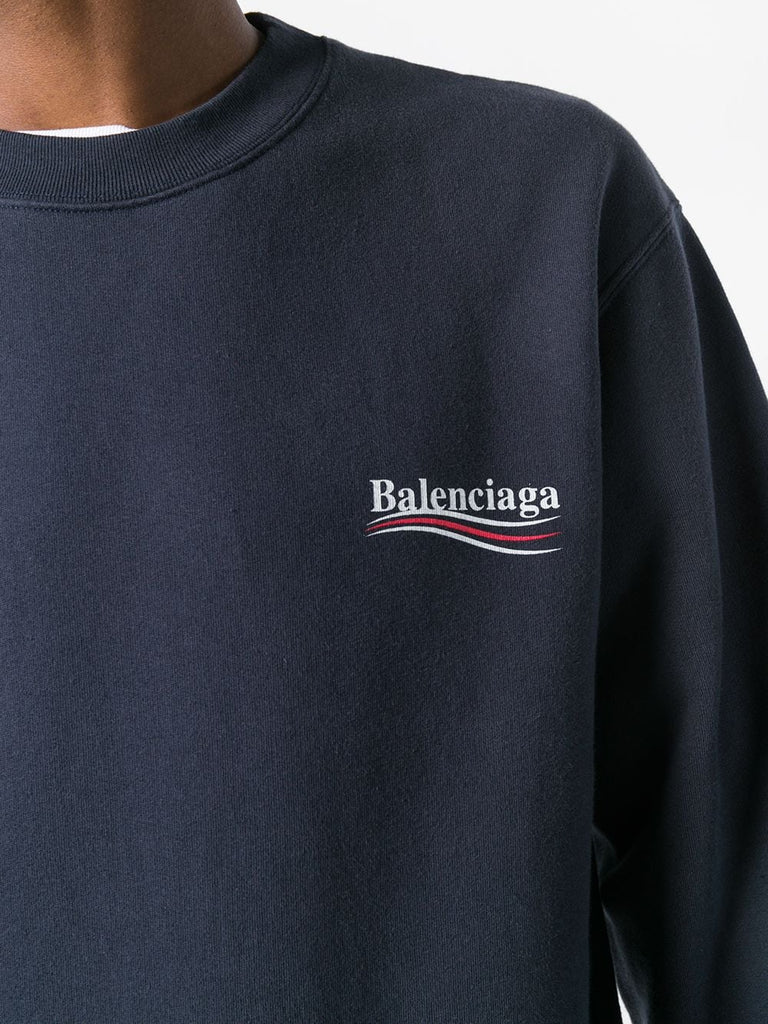 BALENCIAGA POLITICAL LOGO NAVY SWEATSHIRT (6268883861655)