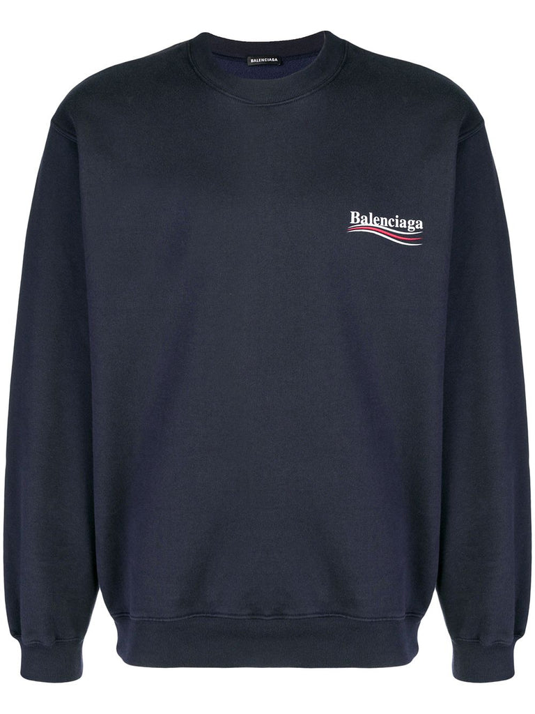 BALENCIAGA POLITICAL LOGO NAVY SWEATSHIRT (6268883861655)