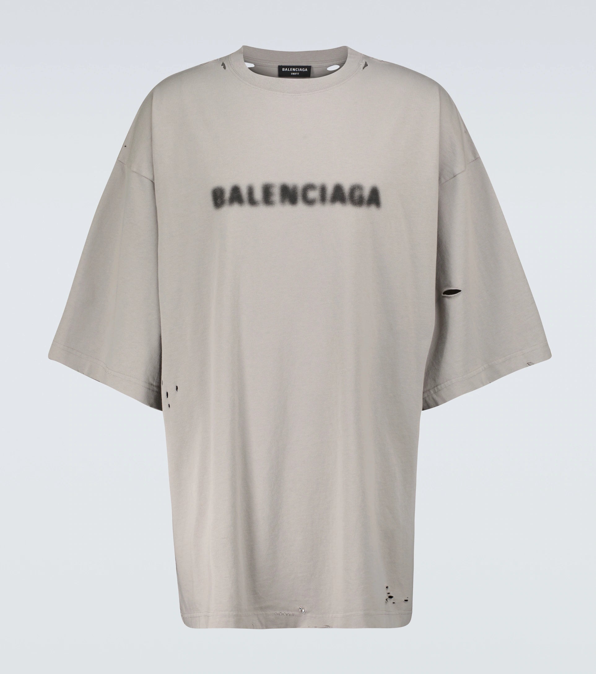 BALENCIAGA BLURRED LOGO STEEL GREY OVERSIZE UNIFIT T-SHIRT