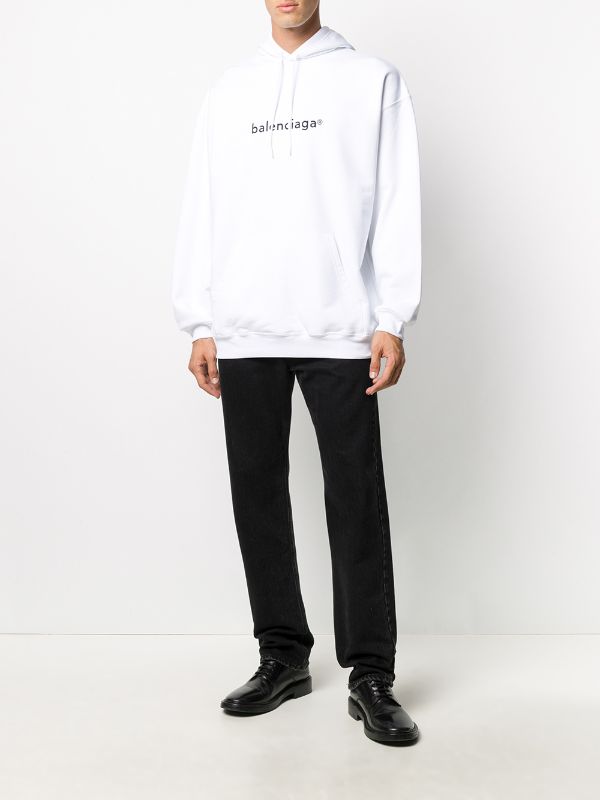 BALENCIAGA COPYRIGHT LOGO OVERSIZE WHITE HOODIE (6268815343767)