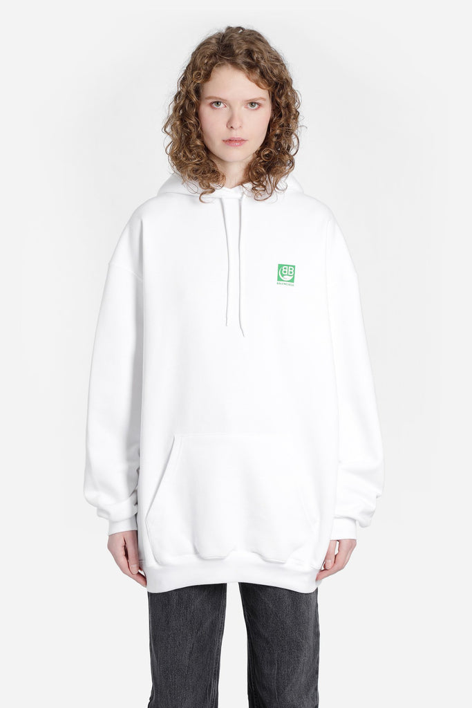 BALENCIAGA GREEN LOGO WHITE HOODIE (6307282616471)