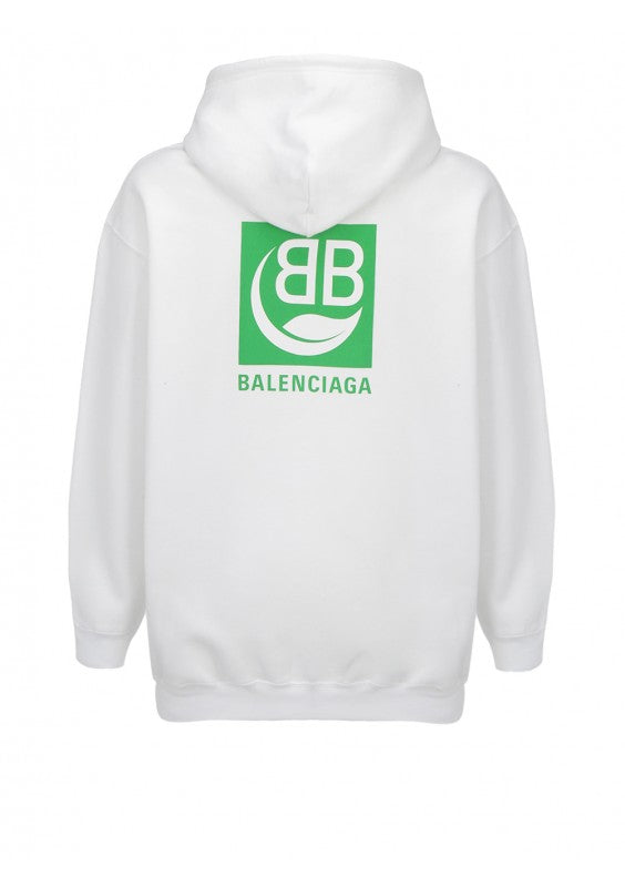 BALENCIAGA GREEN LOGO WHITE HOODIE (6307282616471)