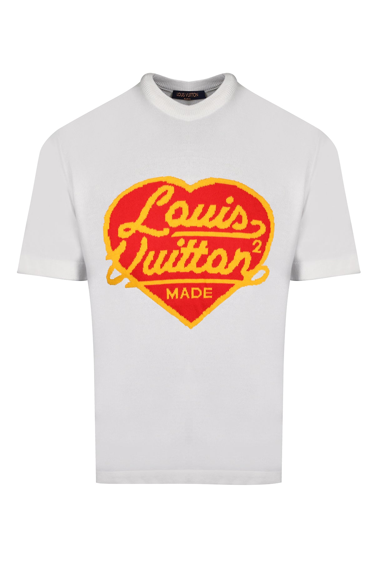 LOUIS VUITTON INTARSIA JACQUARD HEART CREWNECK WHITE T-SHIRT – e-Outlet